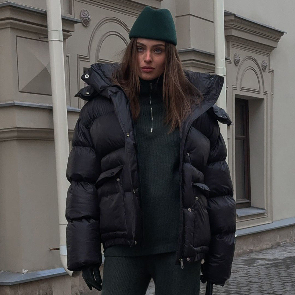 Veste manteau matelassée en coton pour femmes avec poches carrées