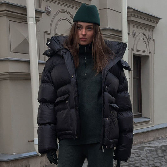 Veste manteau matelassée en coton pour femmes avec poches carrées