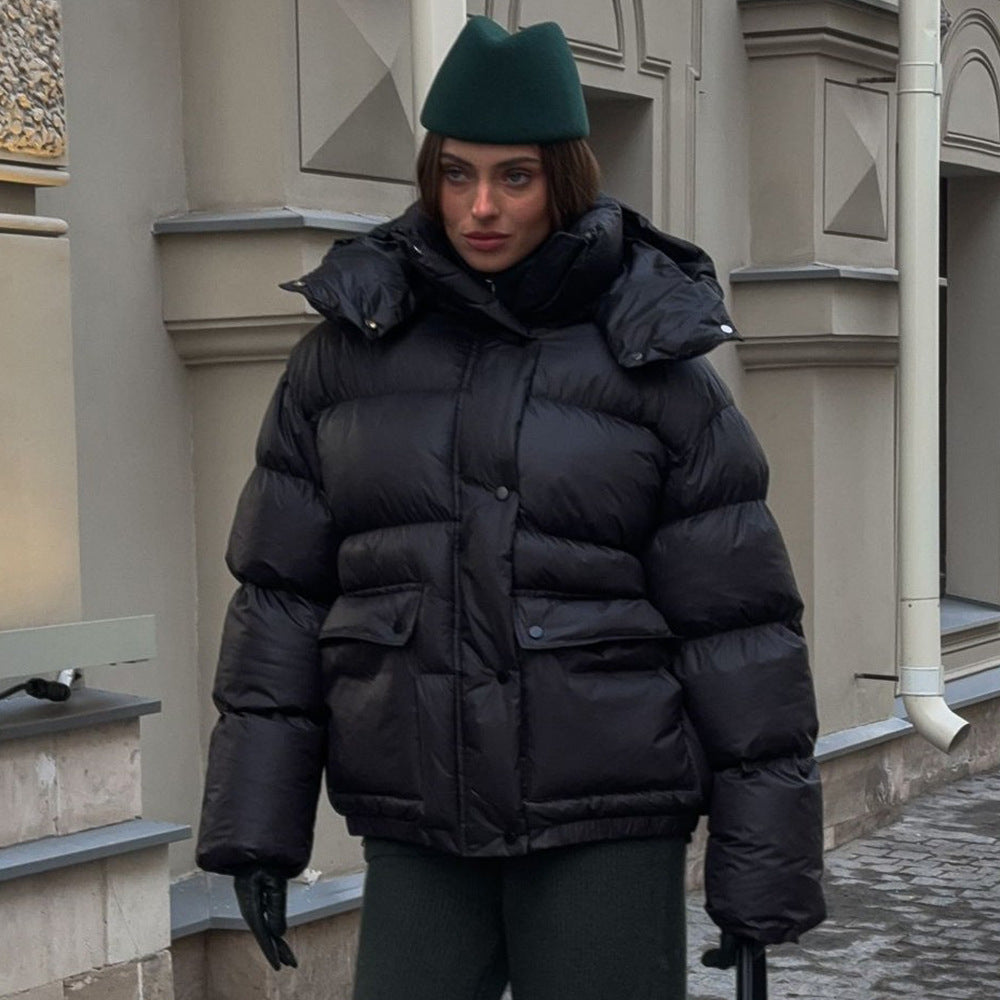 Veste manteau matelassée en coton pour femmes avec poches carrées