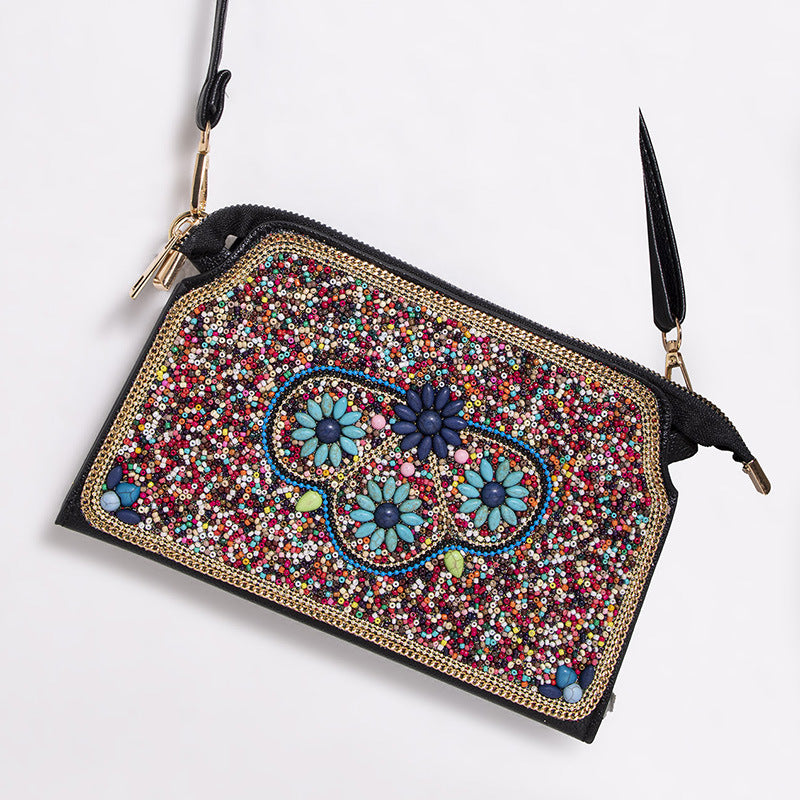 Sac bandoulière Mizhu à motif de fleur en coquillage