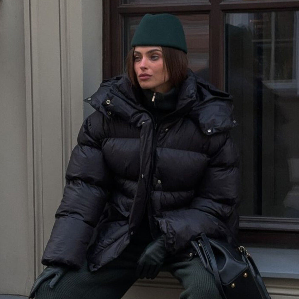 Veste manteau matelassée en coton pour femmes avec poches carrées