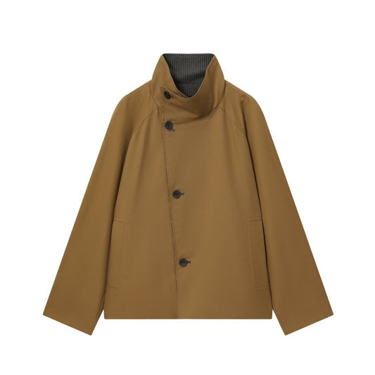 Trench-coat court décontracté pour femmes, réversible