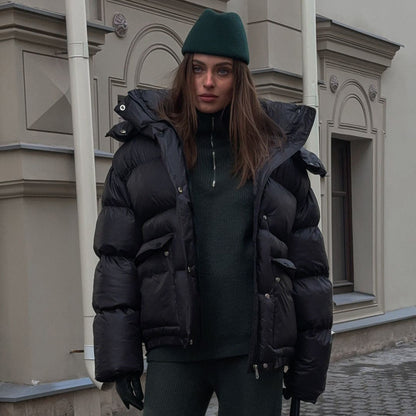 Veste manteau matelassée en coton pour femmes avec poches carrées