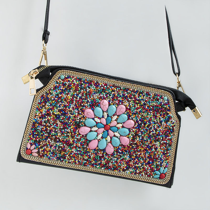 Sac bandoulière Mizhu à motif de fleur en coquillage