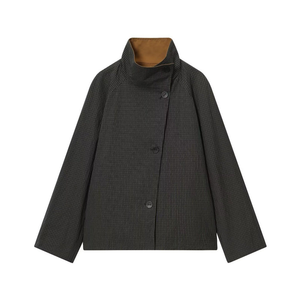 Trench-coat court décontracté pour femmes, réversible