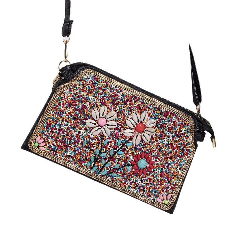 Sac bandoulière Mizhu à motif de fleur en coquillage