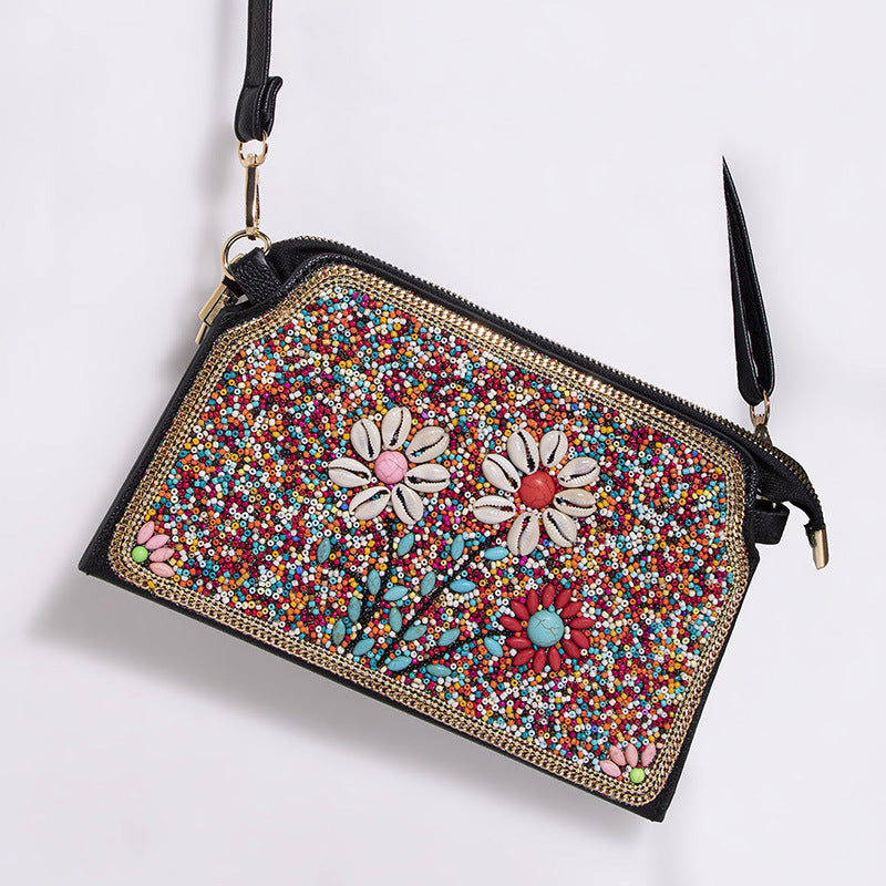 Sac bandoulière Mizhu à motif de fleur en coquillage