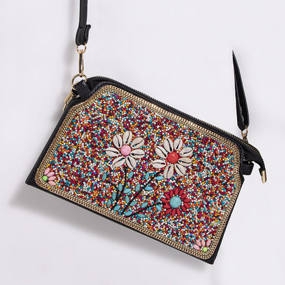 Sac bandoulière Mizhu à motif de fleur en coquillage